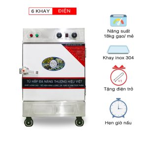Tủ nấu cơm 6 khay dùng điện hẹn giờ