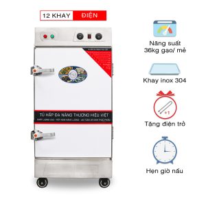 Tủ nấu cơm công nghiệp dùng điện 12 khay