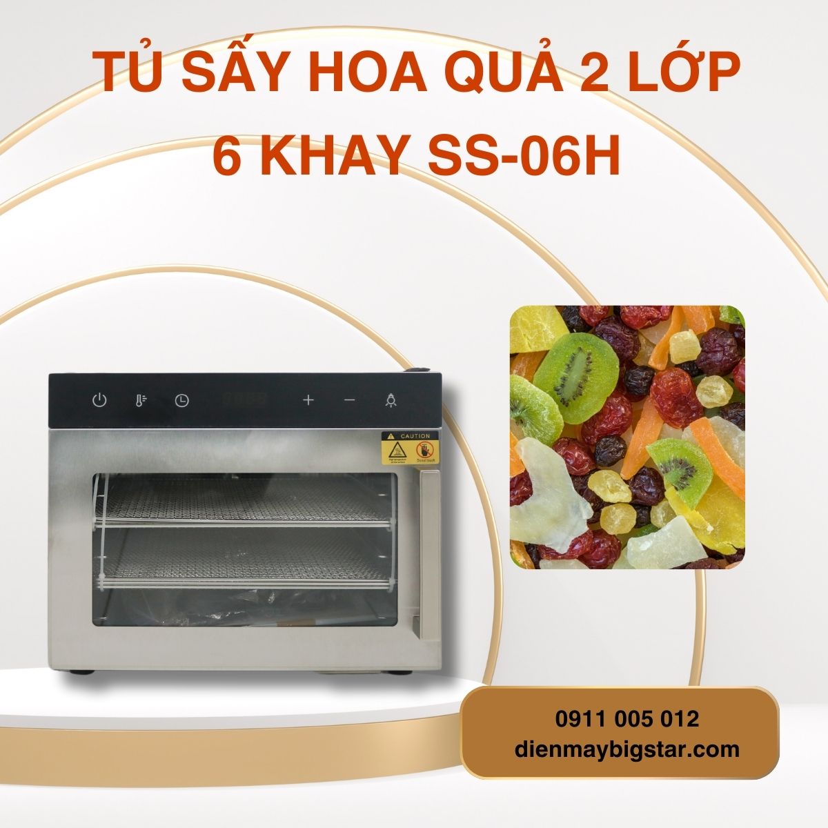 Tủ sấy hoa quả 2 lớp 6 khay SS-06H