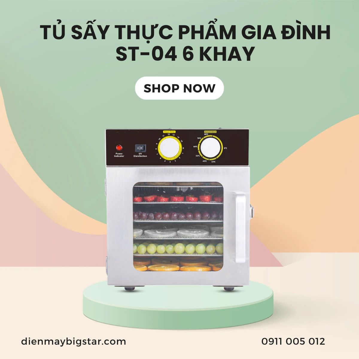 Tủ sấy thực phẩm gia đình ST-04 6 khay