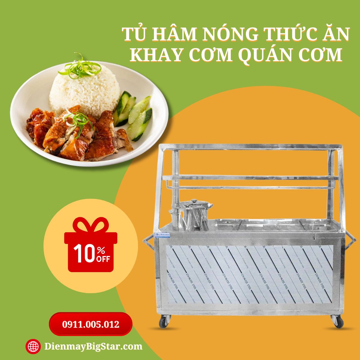 tủ hâm nóng thức ăn khay cơm quán cơm