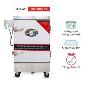 Tủ nấu cơm công nghiệp 8 khay có hộp điện rời