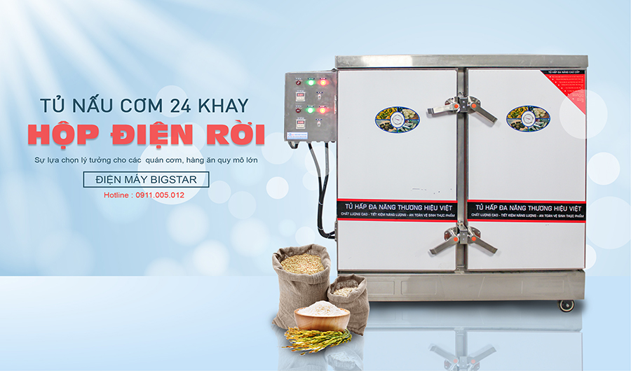Tủ nấu cơm công nghiệp 24 khay hộp điện rời